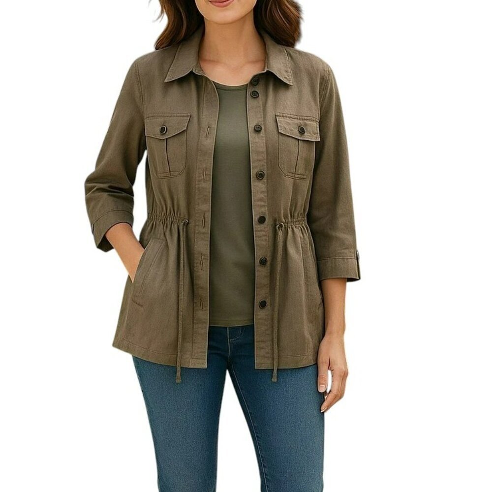 TanJay  Size 12 Moss Green 3/4 Sleeve Jacket with Large Tank Top Set